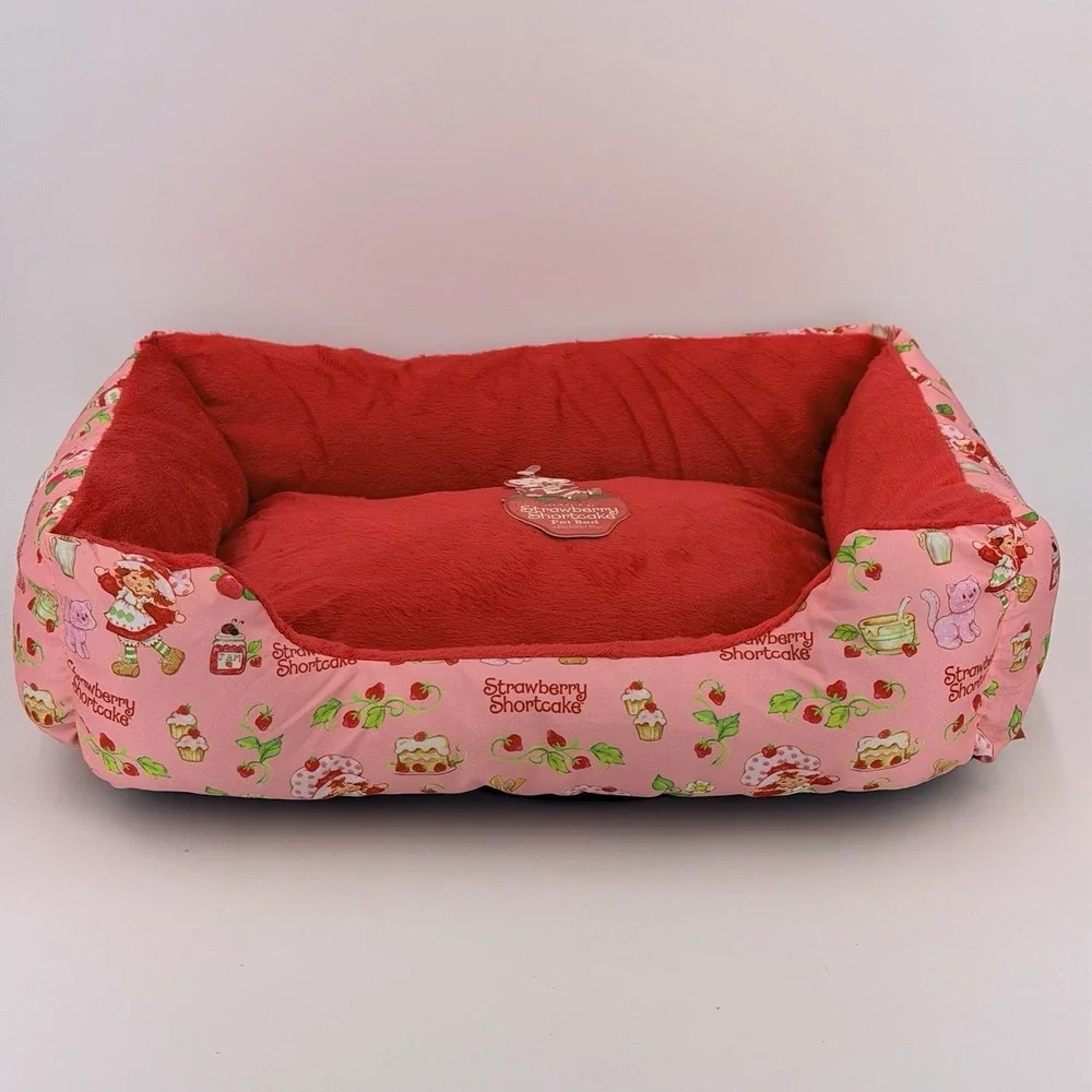 Strawberry Shortcake Pink Plush Nesting Dog Bed Machine Washable